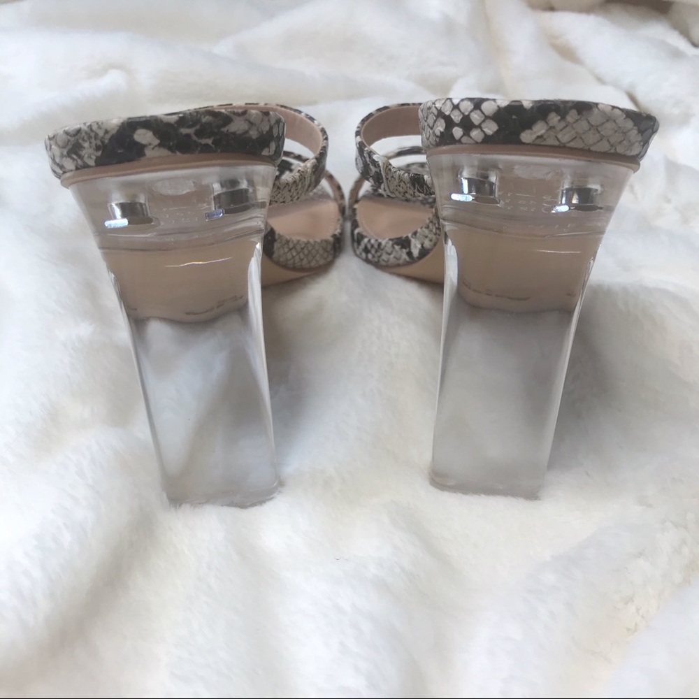 Snake Print Sandal with Clear Heel - Picture 5 of 7